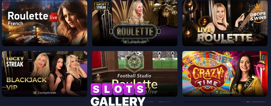 casino Slots Gallery live game offre tavoli di roulette e blackjack